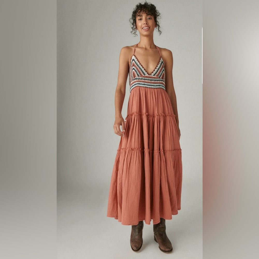Lucky Brand Crochet Trim Maxi Dress